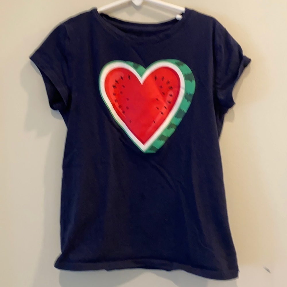GAP - girls short sleeve t-shirt. top. size large. Watermelon image. Navy